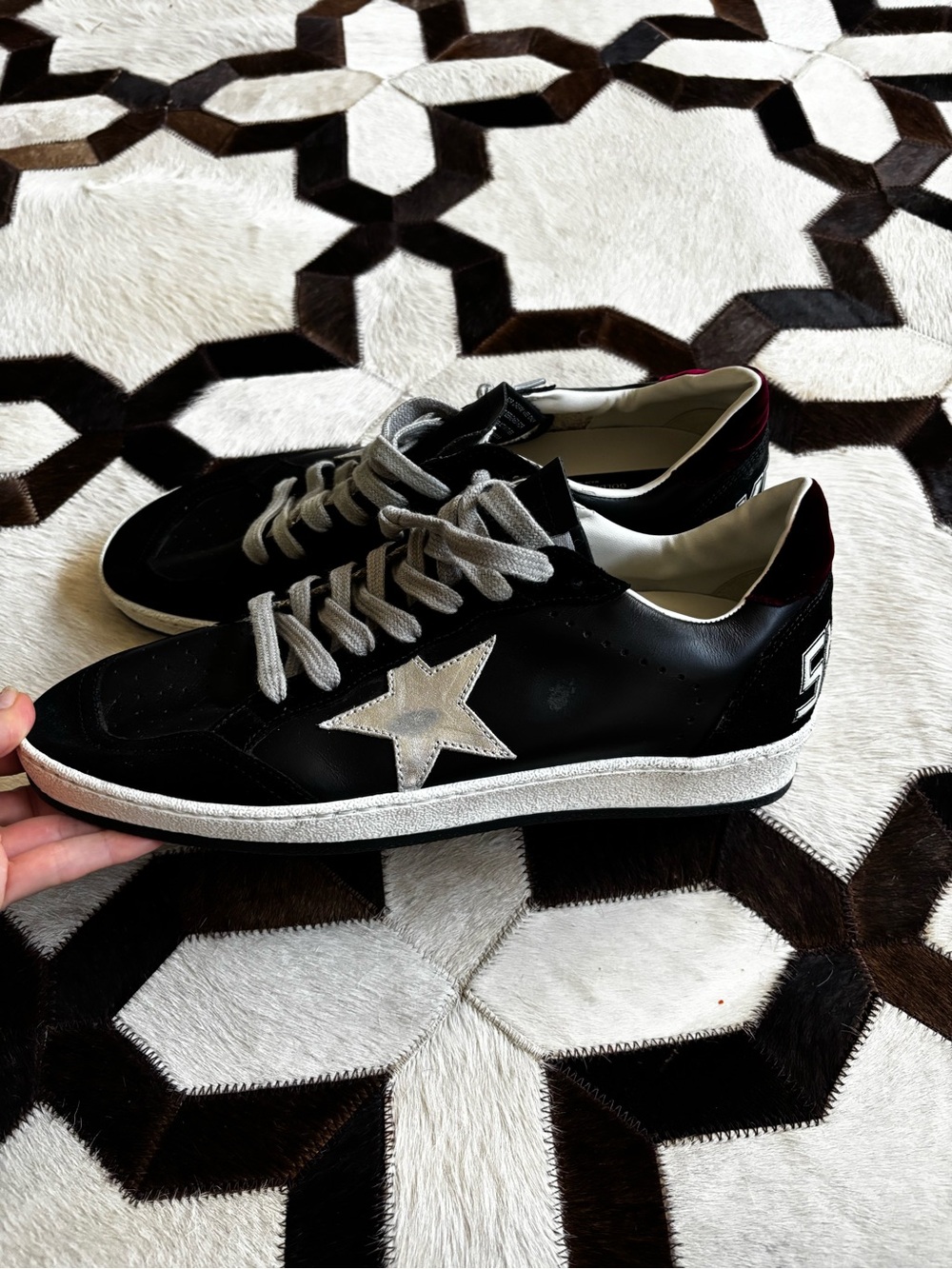 Golden Goose Black Leather Sneakers with Silver Star
